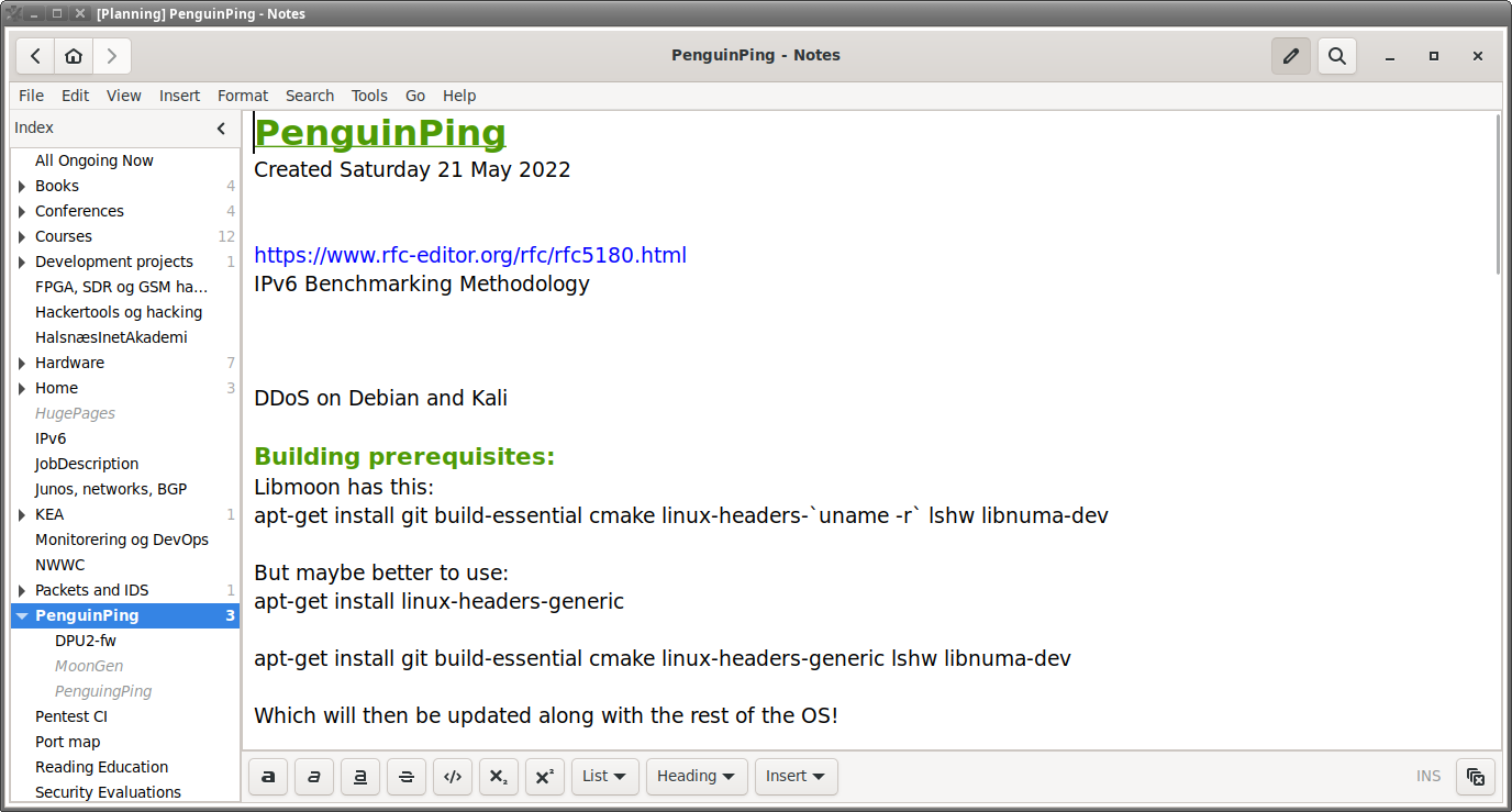 Example screenshot from Zim Desktop Wiki